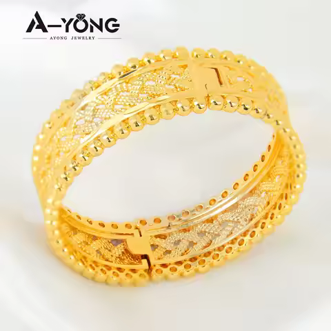 Luxury Algeria Wedding Gold Bracelet 21k Gold Plated Arabic Bridal Cuff Bangles Turkish Women Engage