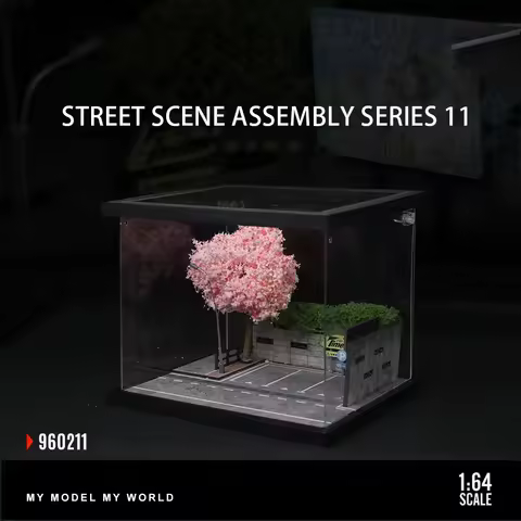 Car Garage Diorama Model 1/64 Street Scene LED Assembly Diorama Series - Light-Up Miniature Model fo