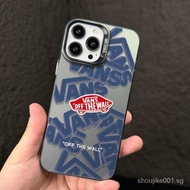 Fog Blue Big Brand Label New Yuan Gas Shell Frame Apple 13 Phone Case 14promax Apple 15 Phone Case Iphone13 Couple 15promax All-Inclusive 11 Drop-Resistant Xr/Xsmax Rika