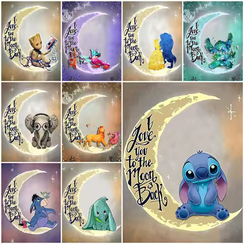 Disney Cartoon Diamond Painting Stitch Moon DIY Hobby Embroidery Full Round Drill Mosaic Dumbo Micke