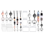 Z4HAPPY TIME-Retractable Lanyard for ID Badges Teacher Lanyard with ID Holder Beaded Lanyards for Wo