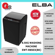 ELBA [NEW ARRIVALS] 8.5KG TOP LOADING FULLY AUTOMATIC WASHING MACHINE EWT-R8503(BK)-ELBA WARRANTY MA