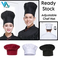 Chef Hat Kitchen Baker Adjustable Cook Chef Elastic Cap Western Food French Hat Topi Catering Tukang