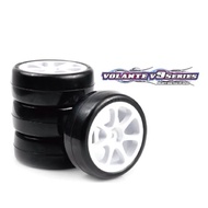 V9XE-PG36RXSP VOLANTE V9XE w/VL-CCM 'Evolution' 36R 1/10 TC Rubber Tire Pre-glued 4pcs [Seven Spoke 