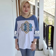 Women's Oversized Baseball Number T-Shirt – 7 Sleeve Number Stripe Variation/8 | Cotton 24s Sporty