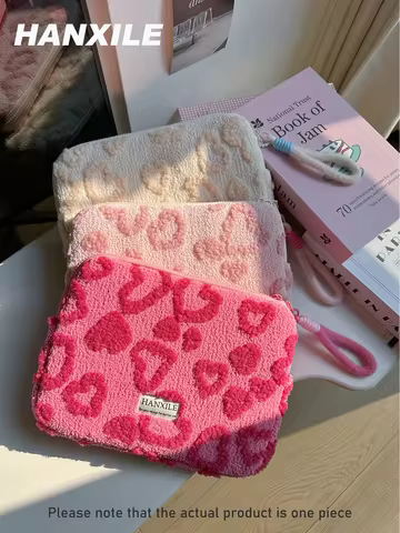 Plush Love Heart Laptop Bag iPad Tablet Bag 11/13/ 15inch Laptop Storage Bag
