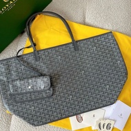 Dog Tote Bag Goyard Anjou Anjou Double-Sided Shopping Bag Herringbone Pattern Waterproof Canvas Gray