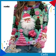 Cadi Women's Christmas Sweatshirt - Breathable & Lightweight with 3D Xmas Tree House Print