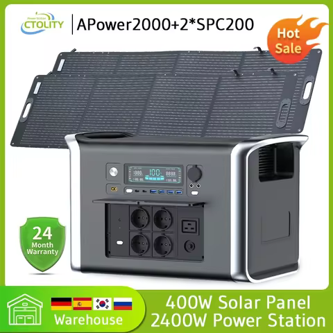 Camping Portable Power Station Solar Generator 1000W 2000W Lifepo4 Battery 220V AC Outlets Power Fle