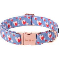 Unique style paws Valentine's Day Dog Collar Metal Buckle Collar Blue Pink Love Heart Gift for Small