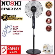 NUSHI NSF-1612 STAND FAN / FOUR SPEED / OSCILLATION / 60 WATTS / EASY CLIPPING GRILL / STRONG AND SILENT MOTOR