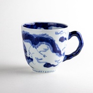 Japanese Mug - Arita Ware Hand-Painted Blue Flying Dragon [Unryu Blue]