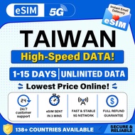 Taiwan eSIM | 1-15 Days | High Speed | UNLIMITED HOTSPOT GB | Taiwan Travel Prepaid eSIM Card | Taiw