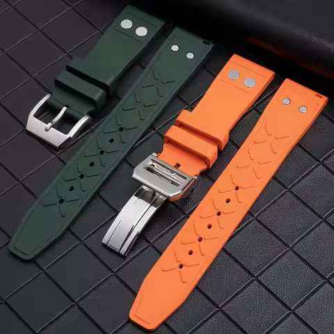 20mm 21mm 22mm Nature Soft Fluororubber FKM Rubber Watchband For IWC Strap Big Pilot Portofino TOP G