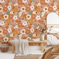 [9.8 Feet Waterproof Florals Wallpaper] 17.7 Inches * 9.8 Feet * 1pc Colorful Florals Peel And Stick