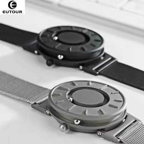 New Style Watch Men EUTOUR Magnetic Ball Show Innovate WristWatches Mens Nylon Strap Quartz Watch Fa