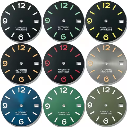 28.5mm Watch Dial Matte Arabic Numerals Diver 40mm Safety Lock Case No logo For Seiko Panerai Lumino