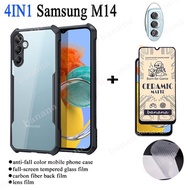 4In1 Samsung Galaxy A53 5G Acrylic Transparent Phone Case for Samsung M14 M23 M53 M52 M33 M13 5G A33 A23 A14 5G A52s A52 A73 Anti-fingerprint Screen Protector and Soft Casing