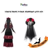Halloween Corpse Bride Headband Costume White Lady Dress Up Day of the Dead dia de los muertos