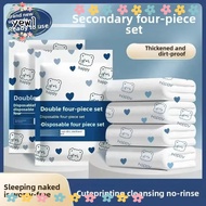 YEWW Disposable Bedding Set, Thickened Material Non-Woven Fabric Non-Woven Bedding Set, Three/Four-P