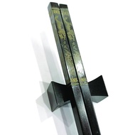 silver dragon and phoenix design | Ebony Wood and Silver Chopsticks and Holders Dining Set