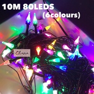 10M 80LED LIGHT TWINKLE CHRISTMAS RAYA PARTY WEDDING DECO/LAMPU RAYA LIP LAP CHASING LIGHT WARNA MULTI COLOUR
