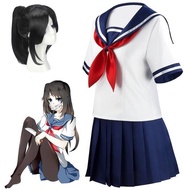 🎉Cosplay🎉  Yandere ชุดคอสเพลย์จำลอง Ayano Aishi ชุดเครื่องแบบเกมอนิเมะ JK ชุดเครื่องแบบกะลาสีเสื้อยื