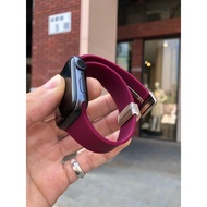 Folding Magnetic Buckle Suitable for Apple Watch iwatch Strap s98 Simple Ultra Soft Silicone Wine Re