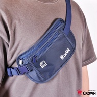 【CROWN】RFID阻隔旅行腰包 深藍色