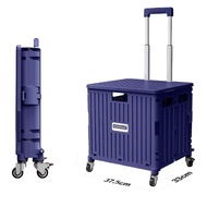 65L Foldable Rolling Shopping Cart with Telescopic Handle and Wheels, Collapsible Utility Storage Bo