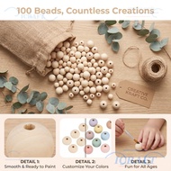 CRAFT 100PCS Wooden Beads, 1.2in Solid Wood Decor Parts, Sturdy Raw Wood Texture Raw Wood Tone  Smoo