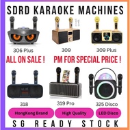 SDRD 325 Karaoke Machine Wood Grain Karaoke Home System with 2 Wireless Microphone Sing 2 MIC Bluetooth Speaker For Adul