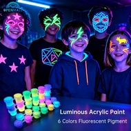 OPENMALL 6 Colors Glow In The Dark Acrylic Paint Set 3ml/5ml Waterproof Luminous Body Paint for Hall