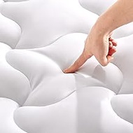 SLEEP ZONE Cooling Mattress Topper Queen Mattress Pad, Quilted Fitted Mattress Cover, Machine Washab