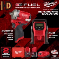 Milwaukee M12 Automotive Solution 2 IN 1 Combo Package / M12 FIWF12 / M12 BI / Stubby Impact Wrench / Inflator