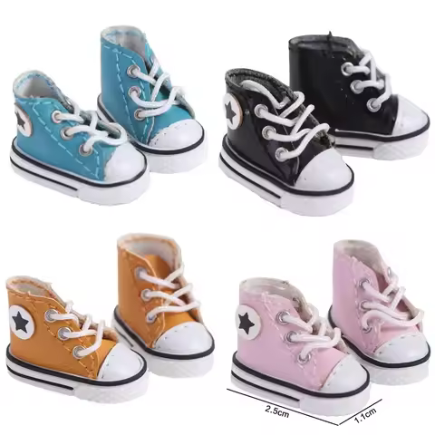 1 Pair Casual Canvas Shoes Leather Leather Shoes Star Shoelace Canvas Shoes High Heel Mini Dolls Sho