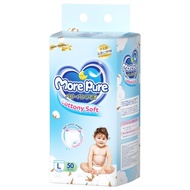 More Pure 50pcs Baby Lampin Pakai Buang Baby Diaper Pants Tape Premium Baby Diaper M-XXXL