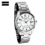 Velashop CASIO นาฬิกาข้อมือผู้ชาย สีเงิน สายสแตนเลส รุ่น MTP-V004D-7BUDF MTP-V004D-7B MTP-V004D