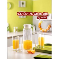 Art Living 0.5L/1.1L/1.7L Glass Jug Water Pitcher  Juice Jug Glass Pitcher