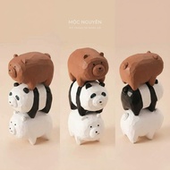 Handmade Wooden Statue of Three Bears – Set of 3 Stackable Bears – Desk Decor, Men's Gift