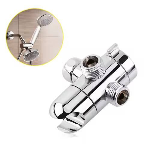 3 Way Tee Connector Shower Adapter Shower Diverter Valve Arm Mounted Shower Holder Bathroom Shower V