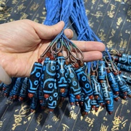 Blue Agate Dzi Beads Tibetan Dzi Jewelry Stone Blue Dzi Beads Necklace 40mm Sweater Chain Jewelry Co