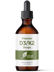 Vitamin D and K2 Drops - Liquid Vitamin D3 with K2 Supplements for Adults and Kids - D3/K2 Vitamins 