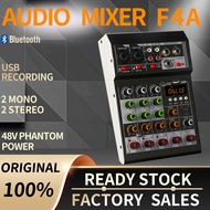 F4A Sistem mixer audio Bluetooth USB 4 Saluran antarmuka audio kecil untuk merekam mixer 12v dengan equalizer asli