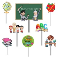 Topper cake karakter hari guru / hari guru / hiasan kue / Decorasi cake