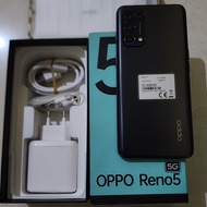 Oppo Reno 5 5G 8/128Gb, warna Hitam, kondisi 99% Mulus (Istimewa)