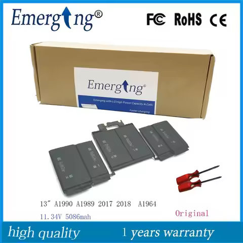 11.34V 5086Mah New Original A1964 Laptop Battery for Apple MacBook Pro Retina 13'' A1990 A1989 2017 
