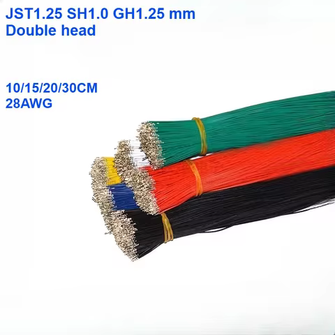 100pcs JST SH GH MX 1.0mm 1.25mm Single Double Head Terminal Crimp Colorful Electronic 10/15/20/30cm