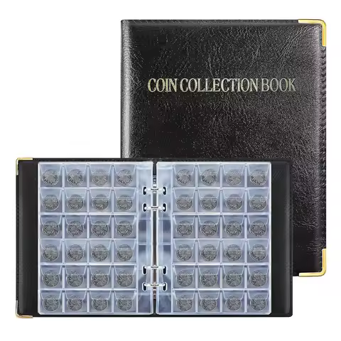 480 Pocket Coin Album 4 Rings Detachable Card Page Favorites 20-page Large Capacity PU Leather Coin 