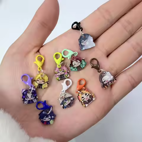 Demon Slayer Keychain Kimetsu No Yaiba Acrylic Pendant Tanjiro Nezuko Zenitsu Inosuke Giyu Rengoku S
